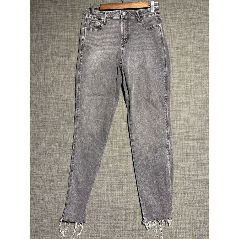 Womens Old Navy High Rise Vintage Slim Jeans Size 4 Regular Grey Denim Raw Hem